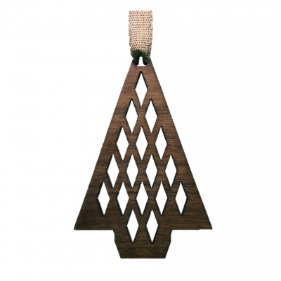 Fir Tree Diamond Style Ornament - Black Walnut Wood - 62x99x6mm - Made in Québec